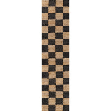 Theo Modern Farmhouse Woven Jute Checkerboard Area Rug